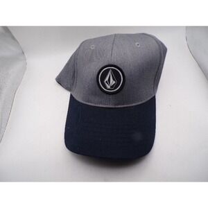 Volcom Stone Grey Navy Blue Patch Baseball Hat Cap L/XL Stretch Fit Mens